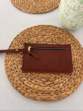 Portland Leather Brown Leather Wallet with Gold Zipper